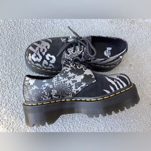 Dr Martens leopard spike leather platform shoes